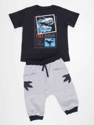 T-rex Info Boy T-shirt&Capri Pants Set - 3