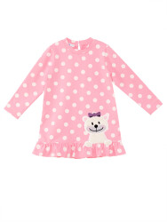 Teddy Bear Baby Girl Dotted Pink Dress - 1