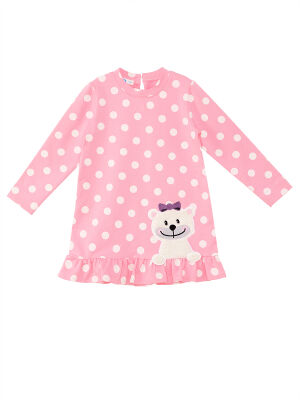 Teddy Bear Baby Girl Dotted Pink Dress - 1