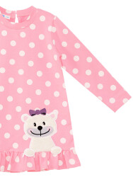 Teddy Bear Baby Girl Dotted Pink Dress - 3