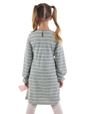 Teddy Bear Girl Grey Striped Dress - 2