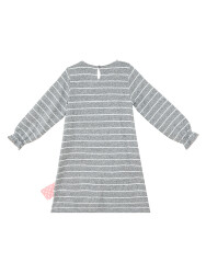 Teddy Bear Girl Grey Striped Dress - 4