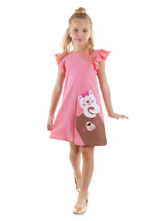 Teddy bear Girl Pink Jersey Dress - 1