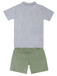 Tiger Appliqued Pique Polo Shirt&Twill Shorts Set - 4