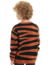 Tiger Boy Brown Knit Pullover Sweater - Thumbnail