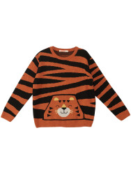 Tiger Boy Brown Knit Pullover Sweater - 3