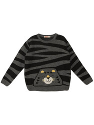 Tiger Boy Grey Knit Pullover Sweater - Thumbnail