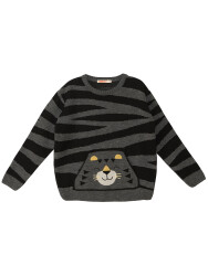 Tiger Boy Grey Knit Pullover Sweater - 3