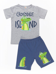 Timsah Adası Erkek Çocuk T-shirt Şort Takım - Thumbnail