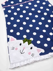 Tombiş Kedi Kız Çocuk Poplin Elbise - Thumbnail
