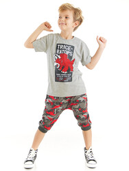 Triceratops Erkek Çocuk T-shirt Kapri Şort Takım - Thumbnail