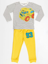 Truck Boy Striped T-shirt&Pants Set - 3