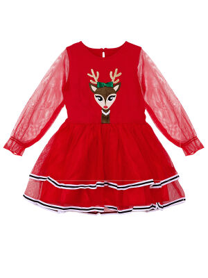 Tulle Deer Girl Red Tutu Xmas Dress - 3