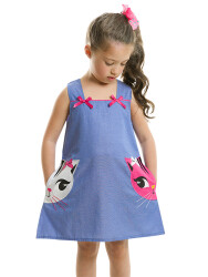 Twin Cat Blue Dress - 1