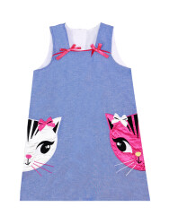 Twin Cat Blue Dress - 3