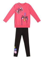 Twin Cats Girl T-shirt&Leggings Set - 3