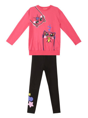 Twin Cats Girl T-shirt&Leggings Set - 3