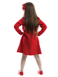 Twin Deers Girl Red Velvet Xmas Dress - 2