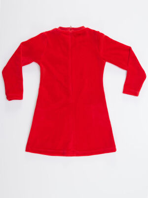 Twin Deers Girl Red Velvet Xmas Dress - 4