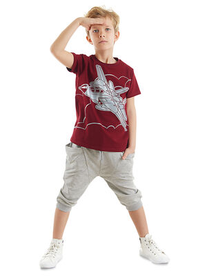 Uçak Erkek Çocuk T-shirt Kapri Şort Takım