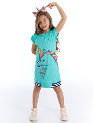 Unicorn Blue Girl Dress - 1