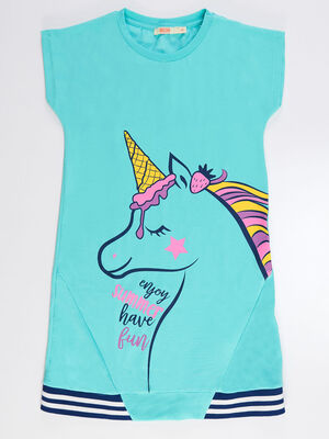 Unicorn Blue Girl Dress - 3