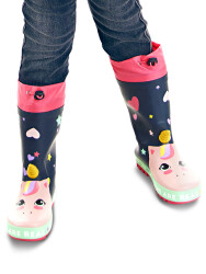 Unicorn Girl Navy Blue Rain Boots - 2