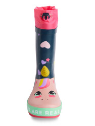 Unicorn Girl Navy Blue Rain Boots - 4