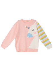 Unicorn Girl Pink Knit Pullover Sweater - 3