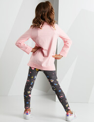 Unicorn Girl Pink Sweatshirt Grey Leggings Set - 2