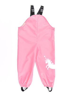 Unicorn Girl Pink Waterproof Puddlesuit Dungarees