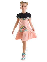 Unicorn Girl Salmon Jersey Dress - Thumbnail