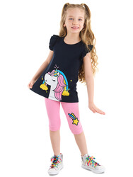 Unicorn Gücü Kız Çocuk T-shirt Tayt Takım - Thumbnail