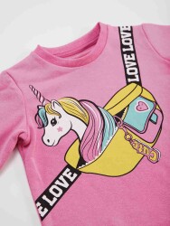 Unicorn in Bag Girl Pink Dress - 5