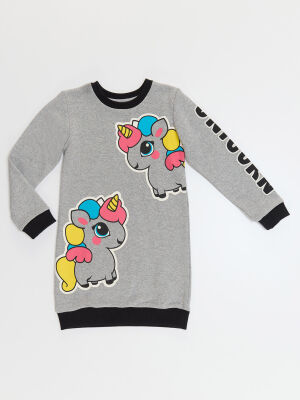 Unicorn Kız Çocuk Gri Sweat Elbise - 3