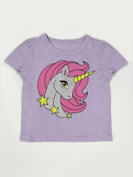 Unicorn Lila Kız Çocuk T-shirt - 1