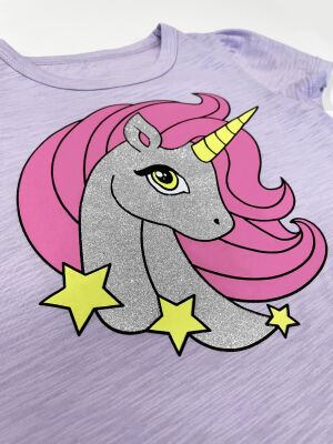 Unicorn Lila Kız Çocuk T-shirt - 3