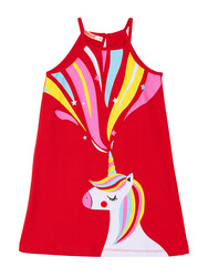 Unicorn Love Red Girl Dress - Thumbnail