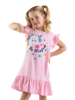 Unicorn Magic Girl Pink Jersey Dress - 1