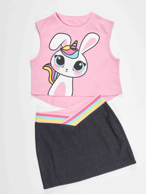 Unicorn Rabbit Girl T-shirt&Skirt Set - 3