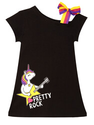 Unicorn Rock Girl Black Dress - Thumbnail