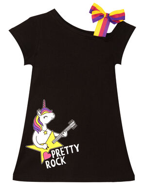 Unicorn Rock Girl Black Dress