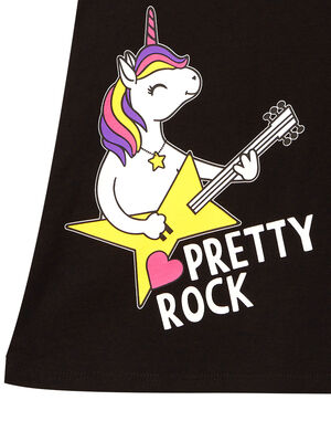Unicorn Rock Girl Black Dress