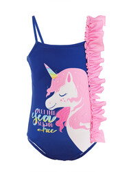 Unicorn Ruffled Girl Swimsuit - Thumbnail