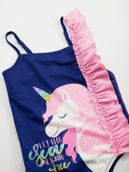 Unicorn Ruffled Girl Swimsuit - Thumbnail