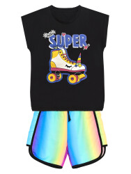 Unicorn Skate Girl T-shirt&Shorts Set - 3