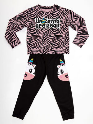 Unicorn Zebra Girl T-shirt&Pants Set