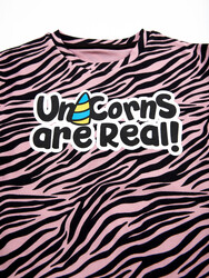 Unicorn Zebra Girl T-shirt&Pants Set - Thumbnail