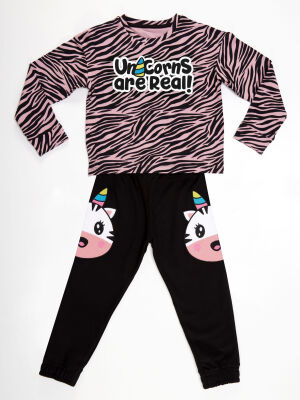 Unicorn Zebra Kız Çocuk T-shirt Pantolon Takım - 3