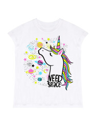 Uzayda Unicorn Kız Çocuk Yazlık T-Shirt Tayt Takım - 5